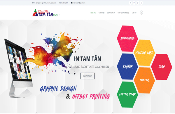 Giao diện thiết kế website công ty sản xuất in ấn bao bì full tính năng